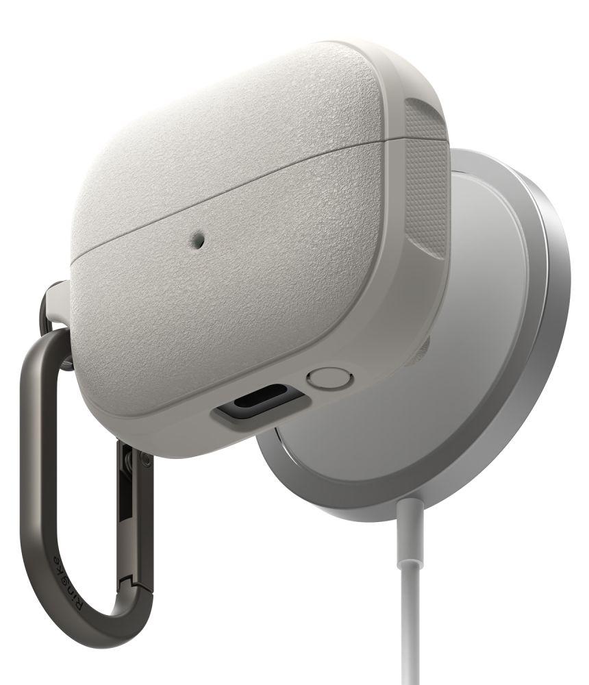 Pilkas dėklas Samsung Galaxy Buds 3 Pro RINGKE ONYX MAGNETIC MAGSAFE Pilkas dėklas Samsung Galaxy Buds 3 Pro su magnetiniu dėklu ir kabliu
