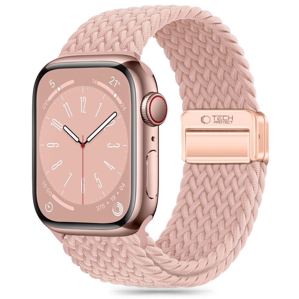 Dusty rose apyrankė Apple Watch Tech-Protect Nylonmag Dusty rose apyrankė Apple Watch su nerijimo stiliaus nailoniniu dirželiu