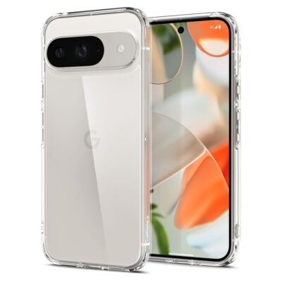 Skaidrus dėklas Google Pixel 9 9 Pro Spigen Ultra Hybrid apsaugo telefoną ir atskleidžia jo originalų dizainą