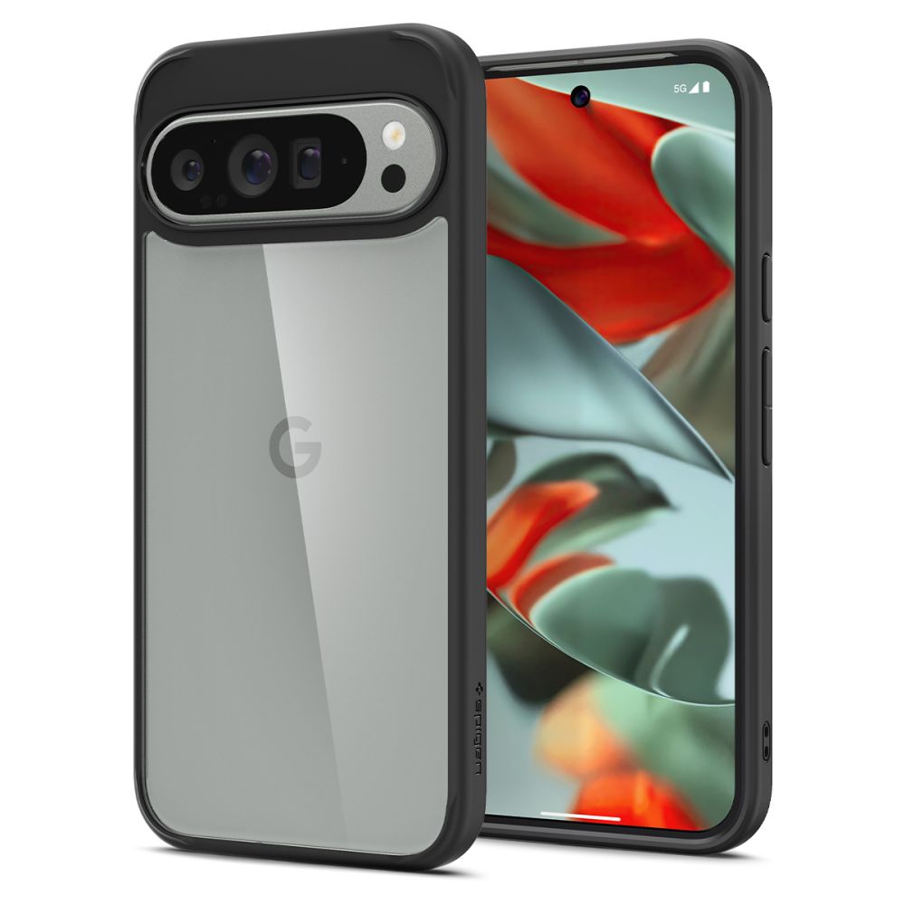 Juodas matinis dėklas Google Pixel 9 Pro XL Spigen Ultra Hybrid Juodas matinis dėklas Google Pixel 9 Pro XL su permatomu nugarėle ir kameros apsauga