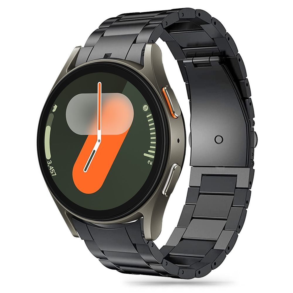 Juoda apyrankė Samsung Galaxy Watch 4 / 5 / 5 Pro / 6 / 7 / FE Tech-Protect Stainless Juoda metalinė apyrankė Samsung Galaxy Watch su juodu laikrodžiu