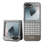 Rudas dėklas telefonui Samsung Galaxy Z Flip 6 su baltų raidžių DKNY raštu
