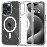 Skaidrus blizgantis dėklas Apple iPhone 16 Pro Max Tech-Protect FlexAir Hybrid Magsafe su magnetiniu žiedu