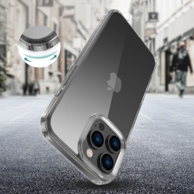 Skaidrus deklas Apple Iphone 16 Pro Max Tech-Protect FlexAir Hybrid su matomu telefono zymeniu ir apsauga kameros skyriui