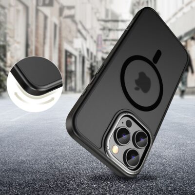 Juodas-pilkas dėklas Apple Iphone 16 Pro Tech-Protect Magedge Magsafe su apsauga kameros aplinkui