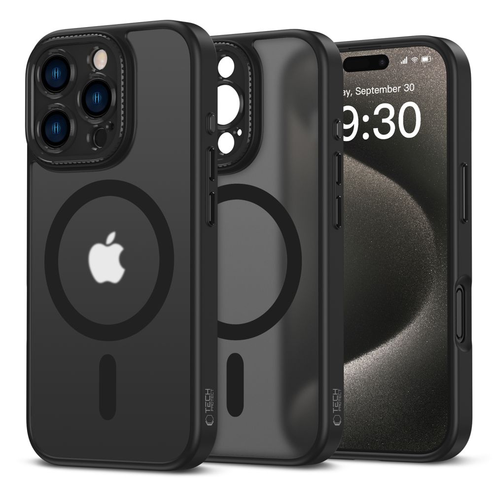 Juodas matinis dėklas Apple Iphone 16 Pro Tech-Protect Magcam Magsafe Juodas matinis dėklas Apple Iphone 16 Pro Tech-Protect Magcam Magsafe su apsauga kamerai