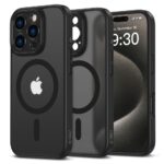 Juodas matinis dėklas Apple Iphone 16 Pro Max Tech-Protect Magcam Magsafe su apvalia dizaino dalimi ir kameros apsauga