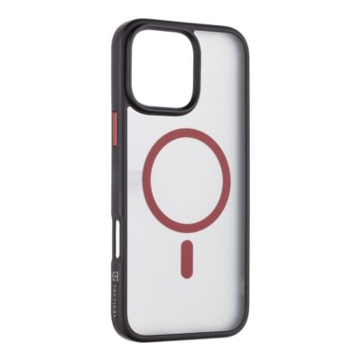 Juodas-raudonas dėklas Apple Iphone 16 Pro Max Tactical MagForce Hyperstealth 2.0mm su skaidriu dėklu ir magnetinės jungties žymėjimu