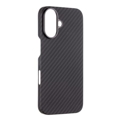 Juodas dėklas Tactical MagForce Aramid telefonui Apple iPhone 16 su anglies pluošto raštu