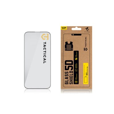 Juodas apsauginis stiklas telefonui Apple iPhone 16 Pro Max Tactical Glass Shield 5D su pakuote