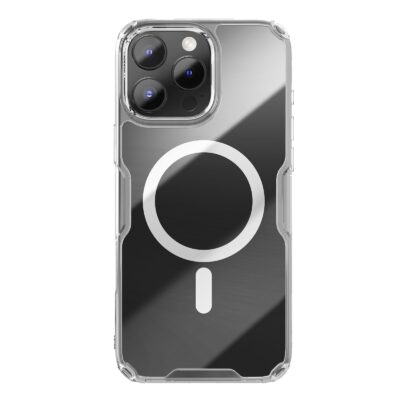 Skaidrus dėklas Nillkin Nature TPU PRO Magnetic telefonui Apple iPhone 16 Pro Max su magnetiniu žiedu nugarėlėje