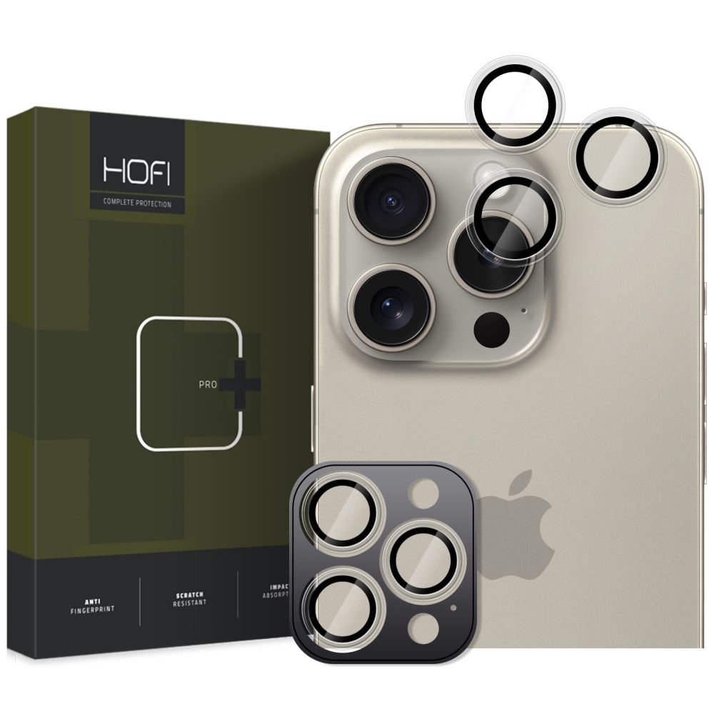 Skaidrus stiklas galiniai kamerai Apple Iphone 16 Pro 16 Pro Max Hofi Camring Pro+ Skaidrus stiklas galiniai kamerai Apple Iphone 16 Pro ir 16 Pro Max Hofi Camring Pro plius su apsauga kameru objektyvams