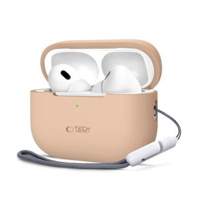 Cafe Latte dėklas Apple Airpods Pro 1 2 Tech-Protect Silicone smelio spalvos silikono apsauga