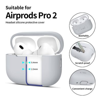 Pilkas dėklas Apple Airpods Pro 1 2 Tech-Protect Silicone silikoninis apsauginis korpusas