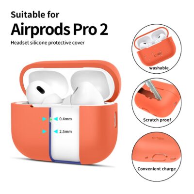 Oranžinis dėklas Apple Airpods Pro 1 2 Tech-Protect silikoninis apsauginis dėklas