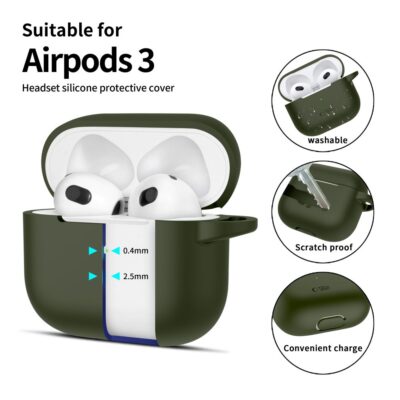 Žalias dėklas Apple Airpods 3 Tech-Protect Silicone Hook apsaugai