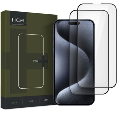 Juodas apsauginis ekrano stikliukas Apple Iphone 16 Pro Max Hofi Glass Pro+ 2-Pack su dviem stikliukais