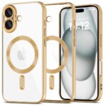 Auksinis spindintis dėklas Apple Iphone 16 Tech-Protect Magflex su aiškiu dizainu ir magnetiniu žiedu