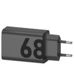 Juodas buitinis pakrovėjas Motorola TurboPower 68W su dviem elektros kištukais