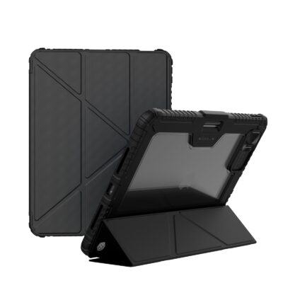 Juodas dėklas Nillkin Bumper PRO Protective Stand iPad Pro 11 2024 su standu ir skaidria nugarėle