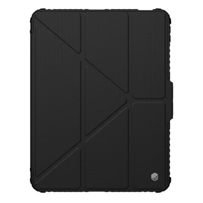 Juodas dėklas Nillkin Bumper PRO Protective Stand iPad Pro 11 2024 su raštuota tekstūra ir apsauga kraštuose