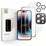 Ekrano ir kameros apsauginis stiklas Apple Iphone 16 Pro Max Tech-Protect Supreme Set 3-Pack komplekte su baltu paketu ir skaidriais apsauginiais stiklais