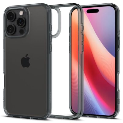 Skaidrus space dėklas Apple Iphone 16 Pro Max Spigen Ultra Hybrid matomas iš trijų pusių su įtaisytomis kameromis ir ekranu