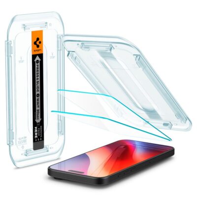 Skaidrus apsauginis stikliukas Apple Iphone 16 Pro Spigen Glas.Tr Ez Fit su montavimo rėmeliu