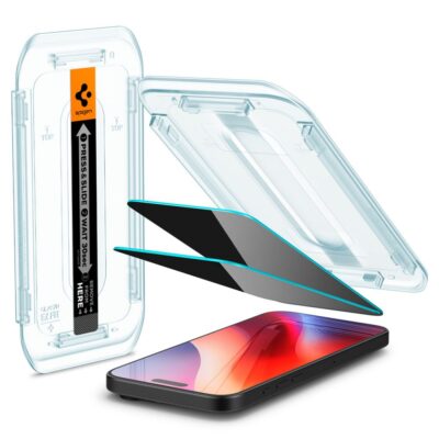Privatumo apsauginis ekrano stikliukas Apple Iphone 16 Pro Spigen Glass Tr Ez Fit Privacy su montavimo įrankiu