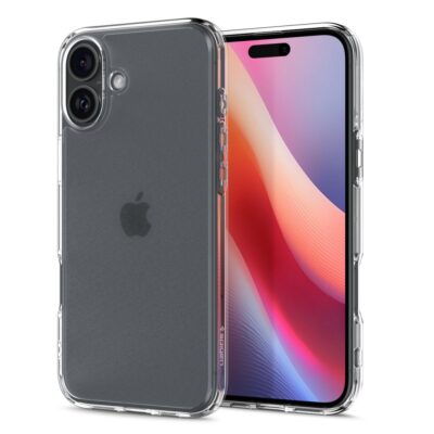 Skaidrus frost dėklas Apple Iphone 16 Spigen Ultra Hybrid su matiniu paviršiumi ir aiškiu rėmeliu