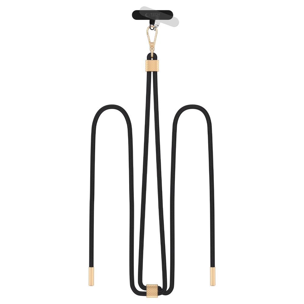 Juodas-aukisnis dirželis TECH-PROTECT C2S ROPE CROSSBODY STRAP Juodas-aukisnis dirželis TECH-PROTECT C2S ROPE CROSSBODY STRAP su auksinės spalvos metalinėmis detalėmis