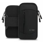 Juodas dėklas ant rankos TECH-PROTECT M6 UNIVERSAL SPORT ARMBAND su užtrauktuku ir tinkleliu