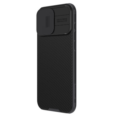 Juodas dėklas Nillkin CamShield PRO Magnetic telefonui Apple iPhone 16 Pro Max su kameros apsauga