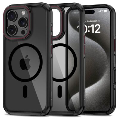 Juodas-raudonas dėklas Apple Iphone 16 Pro Tech-Protect Maghybrid Magsafe su apsauga kamerai