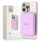 Lilac isorinė baterija TECH-PROTECT PB11 LIFEMAG MAGSAFE POWER BANK 10000MAH prilipusi prie telefono nugarėlės
