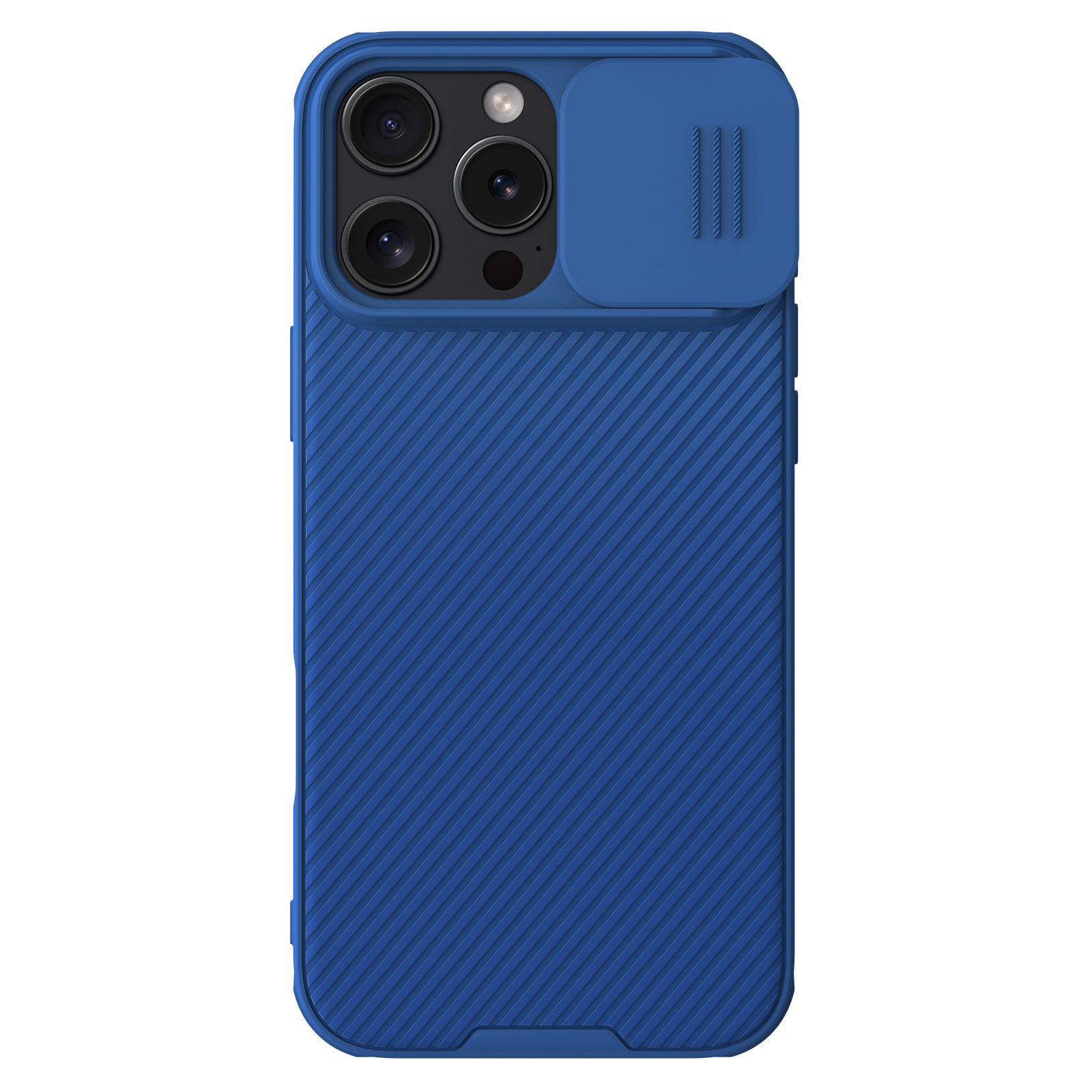 Mėlynas dėklas Apple iPhone 16 Pro Max Nillkin Camshield melynas deklas apple iphone 16 pro max nillkin camshield su apsauga kamerai