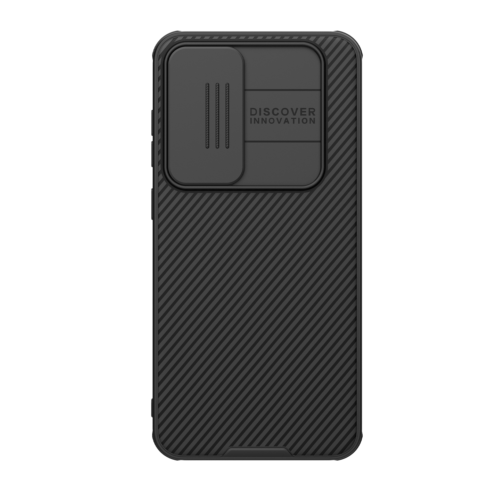 Juodas dėklas Samsung Galaxy S24 FE Nillkin Camshield Juodas dėklas Samsung Galaxy S24 FE Nillkin Camshield su kameros apsauga ir dryžuotu paviršiumi