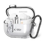 Skaidrus deklas Samsung Galaxy Buds 3 ir 3 Pro Tech-Protect FlexAir su tvirtu kabliu.