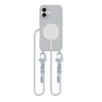 Pilkas dėklas Apple Iphone 16 Tech-Protect Magnecklace Magsafe su dviem lynais ir magnetiniu įkrovikliu