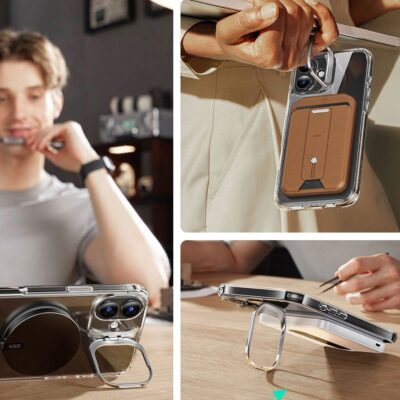 Skaidrus dėklas su apsauginiu stiklu Apple Iphone 16 Plus Esr Classic Hybrid Kickstand Halolock Magsafe