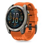 Oranžinė silikoninė apyrankė Garmin Fenix su skersiniu užsegimu ir išlenktu dizainu