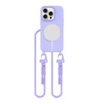 Levandu deklas Apple Iphone 15 Pro Tech-Protect Magnecklace with Magsafe charger attached in violet color