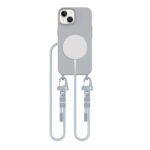 Pilkas dėklas Apple Iphone 14 Tech-Protect Magnecklace Magsafe su magnetiniu įkrovikliu ir ilgu dirželiu