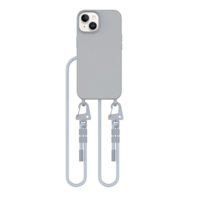 Pilkas dėklas Apple Iphone 14 Tech-Protect Magnecklace Magsafe su dviem tvirtinimo kilpomis ir virve