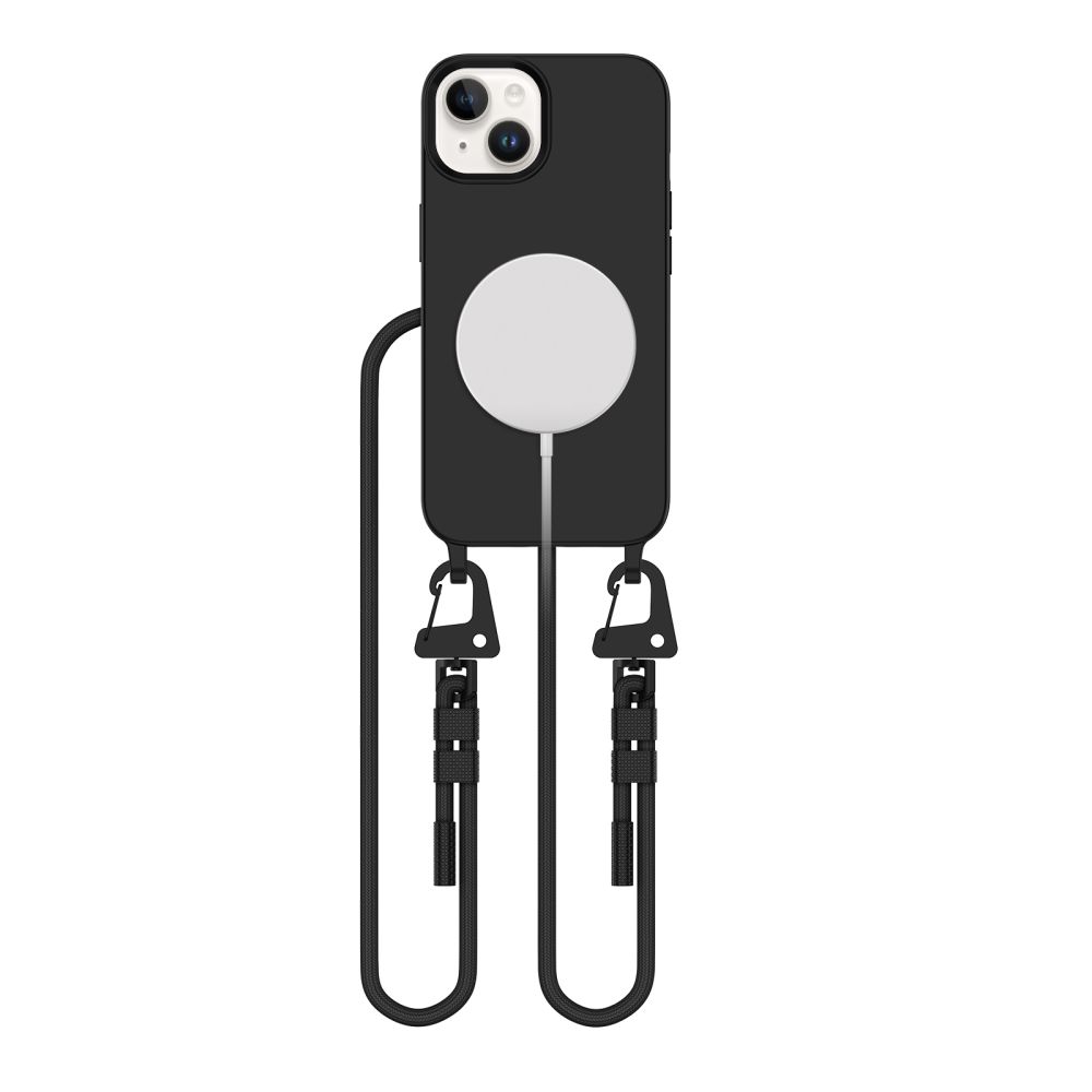 Juodas dėklas Apple Iphone 15 Tech-Protect Magnecklace Magsafe Juodas dėklas Apple Iphone 15 Tech-Protect Magnecklace Magsafe su segtukais ir magnetiniu įkrovikliu