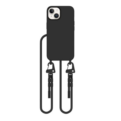Juodas dėklas Apple Iphone 15 Tech-Protect Magnecklace Magsafe su ilgais juodais dirželiais