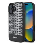 Juodas dėklas telefonui Apple Iphone 16 DKNY su baltu raštu ir apatine juosta
