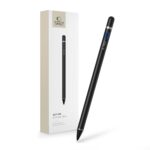 Juodas pieštukas TECH-PROTECT ACTIVE STYLUS PEN su mėlynu mygtuku ir sidabrinėmis detalėmis