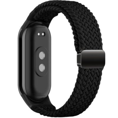 Juoda apyrankė Xiaomi Smart Band 8 9 NFC Tech-Protect Nylonmag su pynuoto nailono dirželiu