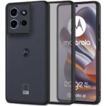 Juodas matinis dėklas Motorola Edge 50 Neo Tech-Protect Magmat su matiniu paviršiumi ir kameros apsauga